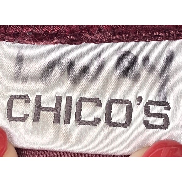 Chico’s Basic Velvet Panache Zip Hoodie Jacket Women's Size 3 Drawstring Red - Picture 3 of 9